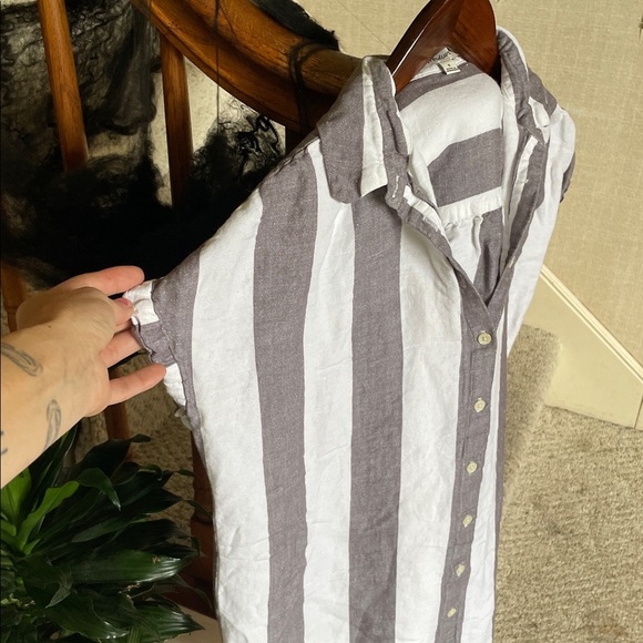 Madewell Coastal Stripe Button Down Linen Dress - Picture 5 of 11